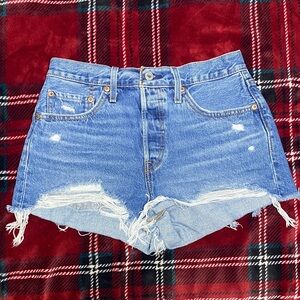 Levi's Light Blue Distressed Jean Shorts